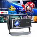 Polocsh Smart Projector 1080P 4K Support with WIFI 6 and 2-Way Bluetooth 1500ANSI Auto Keystone Electric Focus Mini Projectors Home Theater Movie Outdoor Portable Projector (Black)