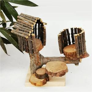 Solid Wood Hamster House with Ladder, Hamster Playground, and Wooden Hiding Cabin for Habitat, Suitable for Dwarf Hamsters, Hamsters, and Other Small Pets