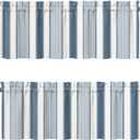 Striped Valances for Windows, Blue White Grey Stripes Kitchen Valance for Bedroom Living Room Bathroom Geometric Small Window Treatments 2Panels 42x18inches