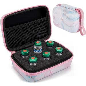 Teenyyou 6 Slots Insulin Peptide Fridge Carrying Case Marble Vial Holder Storage Protector Bag, Fits Standard 10ml Vials, Insulin Cooler Travel Kits Case Organizer Diabetes Protector(Pink)