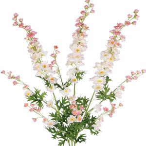 3 Pcs Delphinium Artificial Flowers Bulk 35" Long Stem Silk Larkspur Flowers Artificial Snapdragon Flower Stems Pink Faux Bouquets for Tall Vase Floral Arrangements Home Outdoor Wedding Decor
