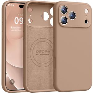 Ktele Magnetic for iPhone 17 Pro Max Case [Compatible with Magsafe] [Premium Silicone Satin-Smooth Touch] Slim Shockproof Anti-Scratch Microfiber Lining Case, 6.9 inch, Light Brown