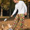 Mens Christmas Pajama Pants,Novelty Funny Soft Pj Sleep Lounge Bottoms with Pockets & Drawstring (Large, Gold Kittens)