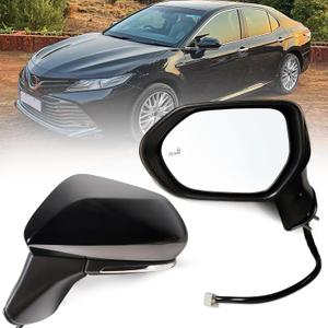 Left Driver side Mirror Fits 2018-2024 Toyota Camry with Power Glass, Heated, Turn Signal, Blind Spot Detection and Manual Folding Match to Black Replace 8794006840(7Pins)
