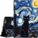 Case for iPad 9th / 8th / 7th Generation (2021/2020/2019) 10.2 inch/iPad Air 10.5" 2019 / iPad Pro 10.5", Leather Smart Cover with Auto Wake/Sleep, The Starry Night Black Cat