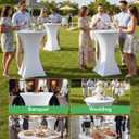 KeyWave Cocktail High Top Table Covers - 32x43 Inch Fitted Spandex Round Cocktail Tablecloth for Bar Height Standing Table Cloths Reusable, for Party Wedding Banquet Event Decorations, White, 6 Pack