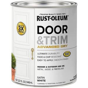 Rust-Oleum 369384 Advanced Dry Door & Trim Paint, Quart, Satin White