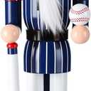 Blosssound 15 Inch Christmas Baseball Nutcracker Decorations Wooden Baseball Player Nutcracker Figurine Red and Blue Sports Game Ornament Winter Christmas Holiday Table Decor Party Favor Supplies