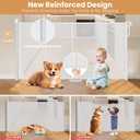 SPACEANY Reinforced Retractable Baby Gate or Mesh Dog Gate,Easy to Use for Stairs, Doorways, Hallways, Indoor, Outdoor, Wide Pet Gate 33.5" Tall, Extends to 55" Wide, White