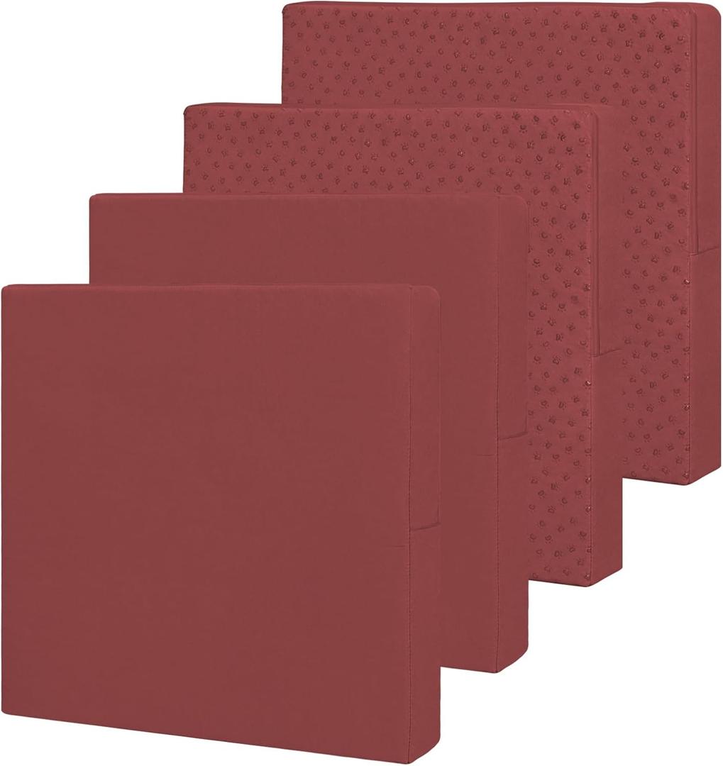 Easy-Going Waterproof Patio Cushion Covers ONLY Cover 24x24x4 inch 4 Pack Replacement Non-Slip Outdoor Seat Cushion Slipcover with Zipper. Wine (24" x 24" (Pack of 4))