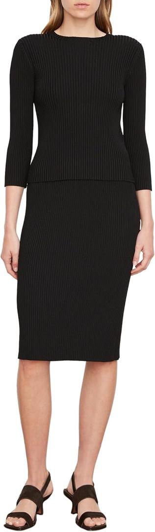 Vince Women's Ribbed Boat Nk (Medium, Black)