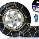Snow-Chains Auto Fixing 1 Min Quick Fit Easy Installation Tire-Chains, Portable Reusable Universal Emergency Tire Traction Chain for Passenger Car, Pickup Trucks and SUV - Set of 2 (HKN-140)