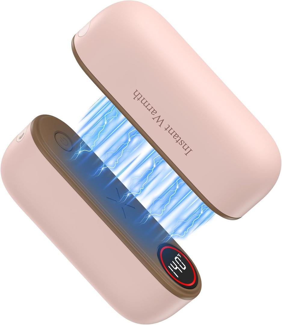2 in 1 Hand Warmers Rechargeable, Magnetic Electric Hand Warmer 8000mAh USB-C, 3 Heat Levels up to 140F, Quick Heating Portable Hand Warmers, Gifts (Pink)