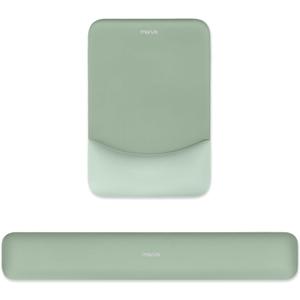 MOSISO Wrist Rest Support for Mouse Pad&Keyboard Set, Rectangular Ergonomic Mousepad Non-Slip Base Home/Office Pain Relief&Easy Typing Pad with Neoprene Cloth&Raised Curved Memory Foam, Green