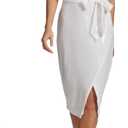 Kensie Women's Short Sleeve Tie Waist Midi Dress (2, White)