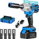 GardenJoy Impact Wrench,1/2" Cordless Impact Gun Max Torque 240 Ft-lbs (600N.m),Cordless Impact Wrench 4.0Ah Battery & 4 Sockets with Fast Charger for Car Tire Lug Nut Removal Tool