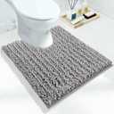 Yimobra Toilet Rug U Shaped Washable 24x20 Inch - Ultra Soft Absorbent Chenille Bath Rugs for Toilet, Quick Dry & Machine Washable, Non Slip Contour Bathroom Mat, Gray (Grey)