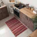 Keen Home Design 2x3 Rug - Machine Washable Entry Rug with Non-Slip Backing, Ideal for Enteryway, Kitchen, Bathroom, Laundry Room - Vintage, Easy Clean, Durable, Low Pile Rug - (2' x 3') (Burgundy)