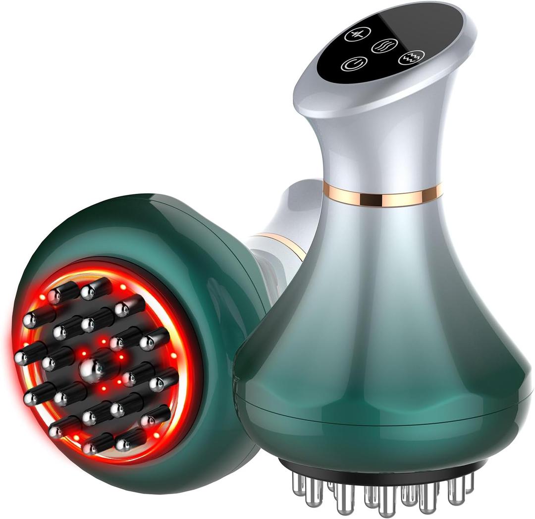 Lymphatic Drainage Massager, Anti-Cellulite Massager For Body Cellulite and Thigh & Belly Stretch Marks Reduction, Handheld Massage tools for lymphedema & lipedema, Sciatica Nerve pain relief Devices (Green)