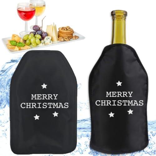 Couleurs Wine Cooler Sleeve with Protector Instant Cooling and Keeps Your Drink Cold Keep Cool and Chill Champagne Wine-Black, Christmas Special (2 Packs), 5.0×8.0in