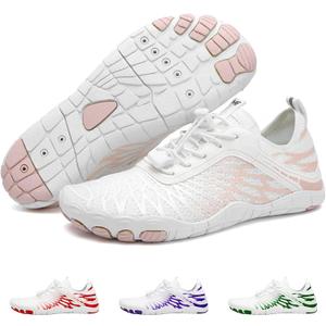 Hike Footwear HF Signature Healthy & Non-Slip Breathable Barefoot Shoesfor Women Men, Wide Toe Flexible, Lightweight Daily Wear Walking Shoes Unisex (White/Pink)  8-8.5 Wide Women/6-6.5 Wide Men