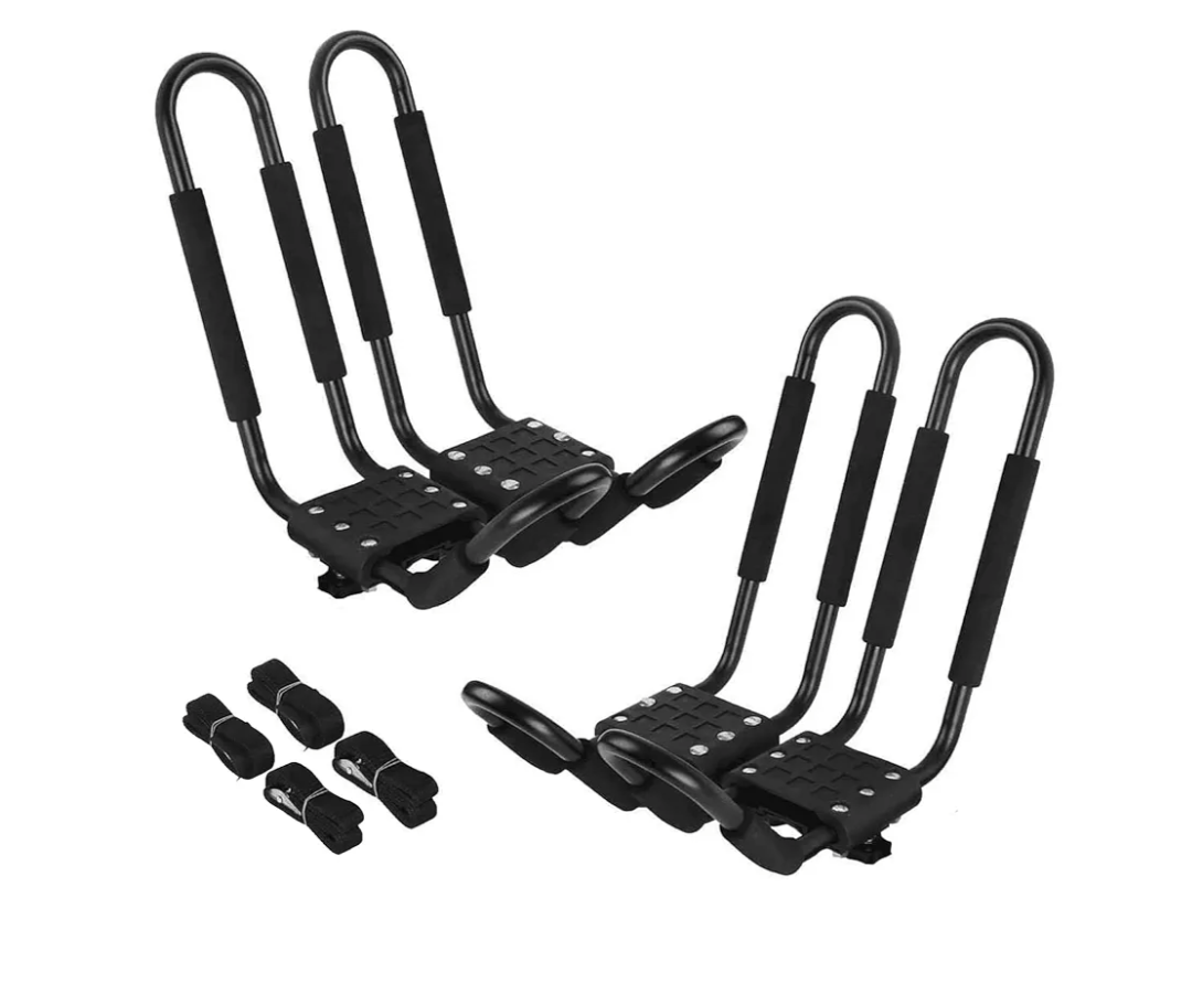 Kayak Roof Rack 2 Pairs J-Bar Carrier Holder for Canoe, SUV, Cars, Truck, Surf Ski, Car Top Mount Racks for Trip, Set of 2