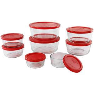 Pyrex Simply Store (8-Pack) Glass Food Storage Containers Set, (1, 2, 4 & 7 Cup) Meal Prep Containers With BPA-Free Lids, Dishwasher & Microwave Safe