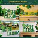 St Patrick's Day Table Decorations 2 Pcs Wooden Shamrock Gnome Lucky Sign Centerpieces for Table Tiered Tray Decor, Green Irish Leprechaun Themed Decor for Saint Patty's Party Home Farmhouse