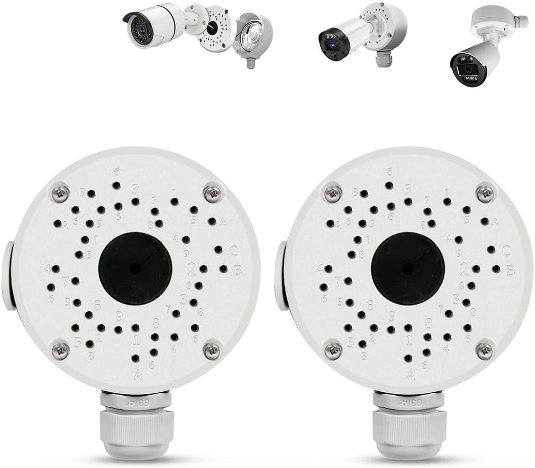 Security Camera Junction Box Universal Bullet Security Camera Mount Bracket, IP66 Waterproof Metal Junction Box (2 Packs)