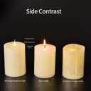 CozierGlow Glass Flameless Pillar Candles Flickering with Remote Timer, Battery Operated LED 3D Moving Flame Real Wax Candles,Remote Included (Champagne)