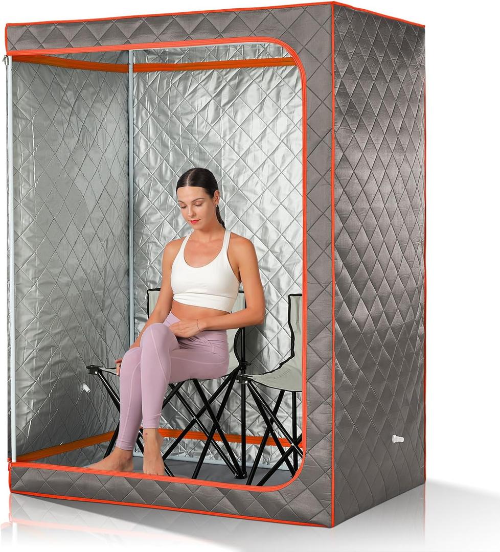 Portable Steam Sauna, 2 Person Sauna Tent, Full Size Double Sauna, 1 or 2 Person Foldable Home Sauna, Full Body Sauna, Includes 2 Portable Sauna Chairs 47.28" x 35.46" x 63.04" Portable Steam Sauna, 2 Person Sauna Tent, Full Size Double Sauna, 1 or 2 Person Foldable Home Sauna, Full Body Sauna, Includes 2 Portable Sauna Chairs 47.28" x 35.46" x 63.04"