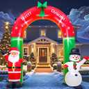KOOY 8FT Christmas Inflatable Santa Snowman Arch Outdoor Decorations Blow up Yard Decoration,LED Lights for Christmas Party Holiday Xmas, Winter Outdoor Lawn Dcor, Xmas New Year Decoration