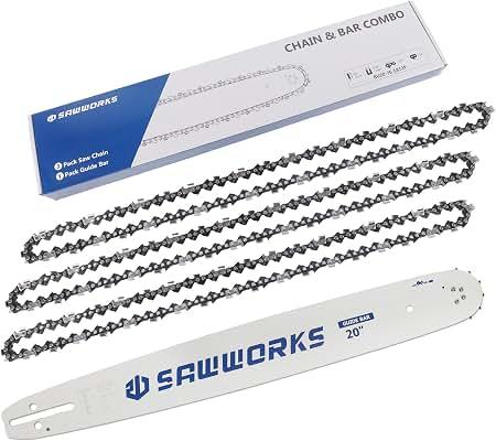 20 Inch Guide Bar &Saw Chain Combo 3/8 .058 72DL Compatible with Husqvarna Chainsaw 61 66 266 268 272 281 288 365 372 385 390 394 395 480 562 570 575
