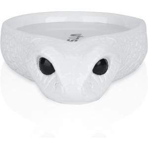 Original Wtsoh Snake Head Reptile Water Dish for Snakes, Lizards, Frogs, and Geckos  Resin Drinking Bowl & Bath for Terrarium Decor, Perfect for Reptile Tank Setup, 6.8in X 5.1in (White)