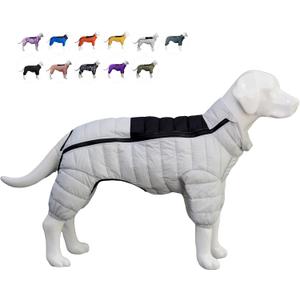 Warm Dog Jacket, 4-Legs Covered Waterproof Windproof Reflective Vest, Zippered Adjustable Outdoor Snow Jacket for Small to XXXL Dogs, Off White (3XL (22inch Back))