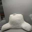 A Nice Night Faux Fur Reading Pillow Bed Wedge Large Adult Children Backrest with Arms Back Support for Sitting Up in Bed/Couch for Bedrest,Ivory,Large