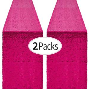 2 Packs 12 x 72 inches Hot Pink Sequin Table Runner, Glitter Fuchsia Runner for Birthday Party Supplies Decorations Wedding Bachelorette Holiday Celebration Bridal Shower Baby Shower