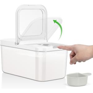 Rice Flour Storage Container - 6.5 Qt | 12 Lbs Crystal-Clear Plastic Food Storage Container Bin with Flip-up Lid, Dry Food Holder for Kitchen Pantry Organization and Storage