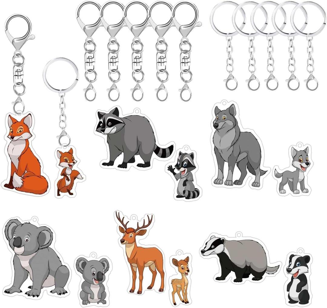 Cute Jungle Animal Keychains Safari Baby Shower Party Favors Key Chain Bulk Cartoon Keychain for Kids Girls Zoo Animal Decoration for Birthday Favor Goodie Backpack Bag Stuffer Supplies Christmas Gift
