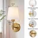 Gold Battery Operated Wall Sconces Set of Two, Wireless Rechargeble Battery Wall Light with RGB Dimmable Magnetic Bulb and Remote, Sconce Wall Decor for Bedroom Living Room Hallway, 6.3 inches x 7.7 inches x 12.5 inches