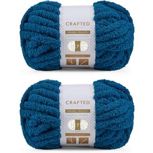 Crafted By Catherine Chunky Chenille Yarn - 2 Pack (8 oz / 227 g, 31.7 Yards Each Skein), Turquoise, Gauge 7 Jumbo