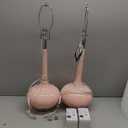 JONATHAN Y 28.5" Pink Glass Teardrop LED Table Lamp Set of 2 for Living Room Bedroom Nightstand, White Linen Shade Modern Transitional Bedside Desk Lamp JYL1079A-SET2