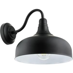 Gooseneck Rustic Light Fixture, Wall Mount, Medium Base (E26) Socket, Standard A19 Bulb Required (60W Max), 12 Inch, Indoor and Outdoor Use, ETL Listed Wet Location, Black