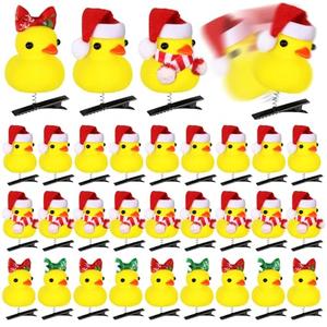 Luinabio 30 Pcs Duck Hair Clips Yellow Duck Hairpin Cartoon Animal Clips Gift for Women Festivals Holiday Party Supplies(Christmas)