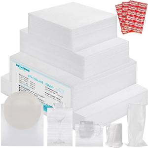 320 pcs Moving Packaging Supplies, 260 Cushioning Foam Pouches and Sheets, 4 Sizes (16x12", 12x12", 12x7.8", 7.8x7.8") with 60 Fragile Stickers, Cushion Foam Pouch for Moving, Packaging, Storage.