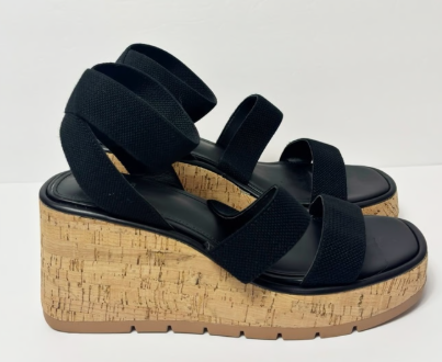 SM New York Style Violet Wedge Black Brown Sandals Size 8.5
