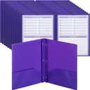 Mr. Pen- Plastic Folders with Pockets and Prongs, 24 Pack, Letter Size, Purple, Flexible Plastic Folders with Prongs, Clear Front Pocket and Card Slot