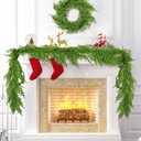 9 Ft Christmas Norfolk Pine Garland Real Touch Artificial Faux Greenery Christmas Garland Decorations for Home Mantle Table Fireplace Stairs Door Indoor Outdoor Holiday Decor