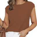CiCiBird Women Summer Cap Sleeve Sweaters Knit Crew Neck Pullover Tank Tops 2025 Casual Trendy Shirt (XL)