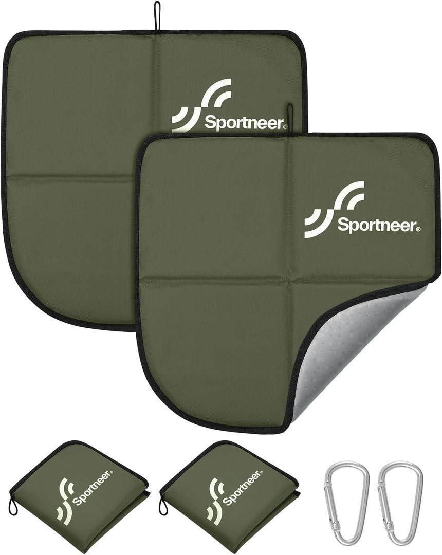 Sportneer Sitting Pad, Lightweight Waterproof Folding Seat Pad for Backpacking, 15.75'' x 15.75'' Portable Camping Seat Mat for Hiking, Picnics & Outdoor Use (2 PCS, Army Green)